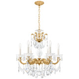 La Scala 6 Light 23in x 25in Chandelier in Parchment Gold with Clear Radiance Crystals
