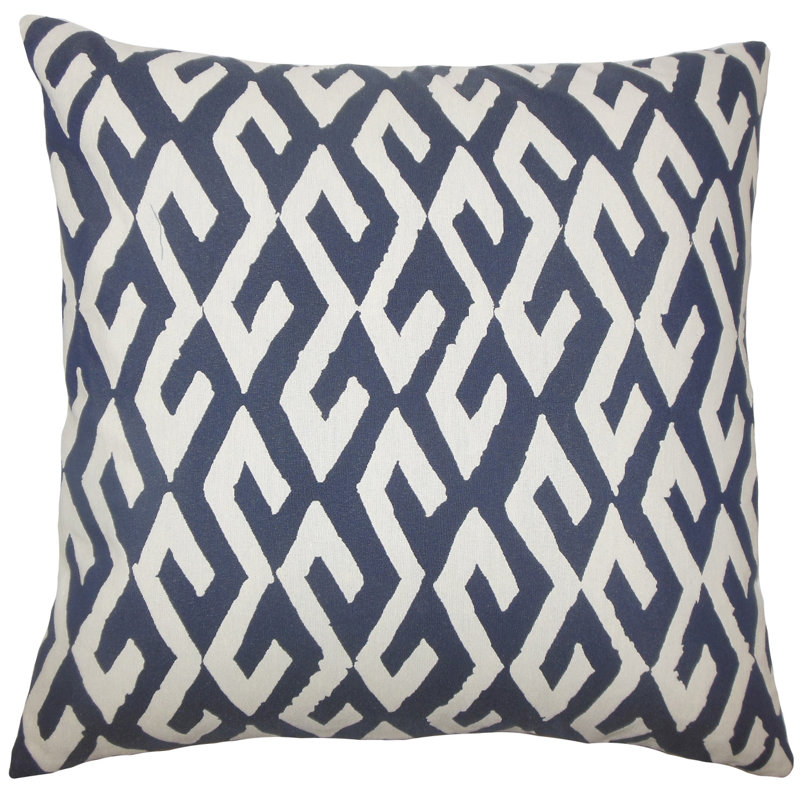 Yasunari Cotton Blend Geometric Sham Set, Queen, Indigo