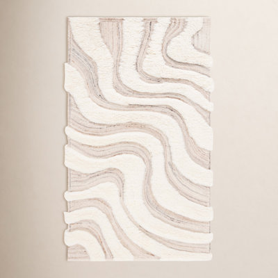Ankara Abstract Handmade Wool Area Rug in Beige/Ivory