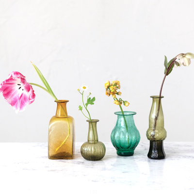 4 Piece Handmade Glass Table Vase Set