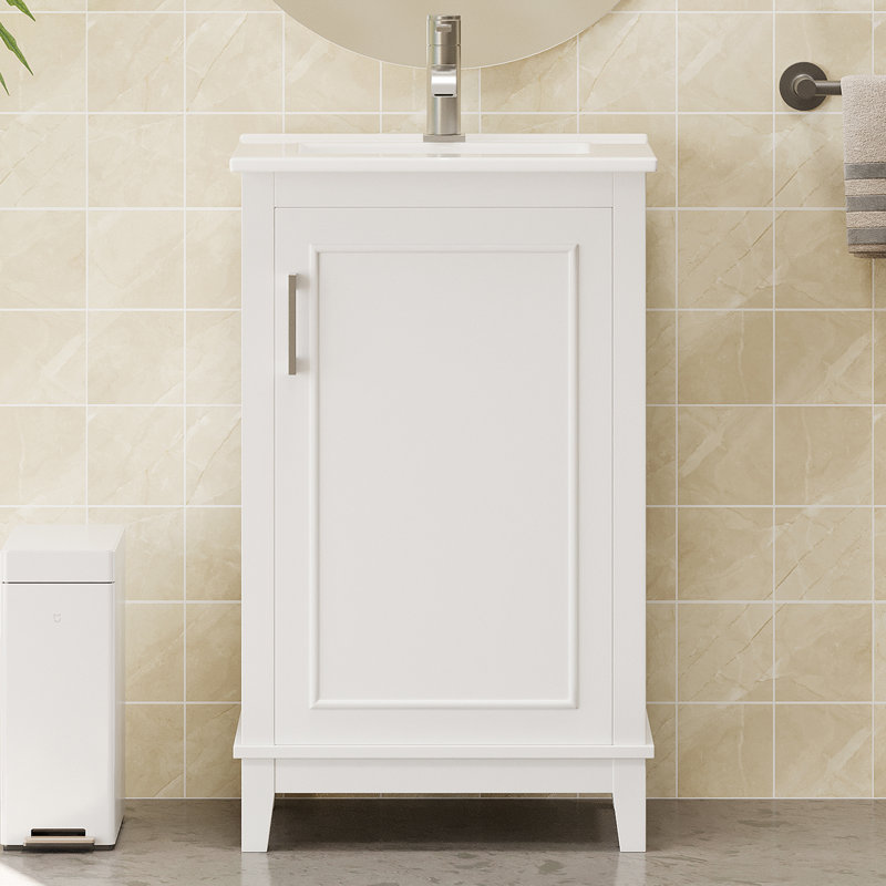 20'' Single Bathroom Vanity with Ceramic Top, White