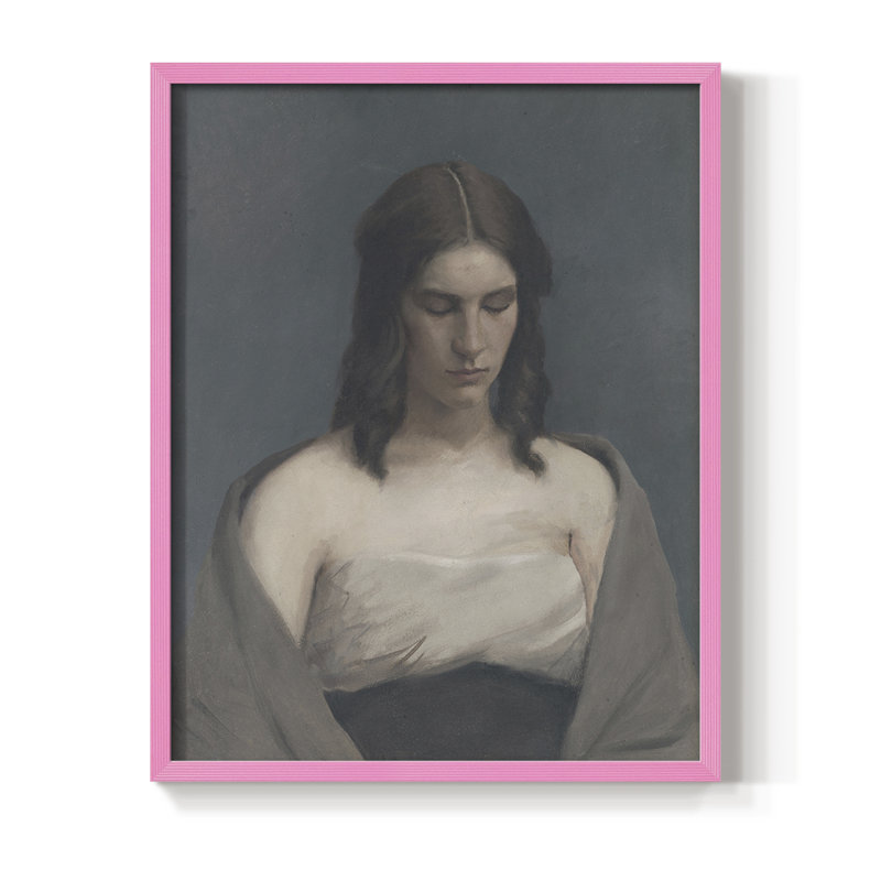 Impression de portrait rétro Vintage XLVII, reproduction encadrée - bois massif, Rose, H 30 po x l 24 po