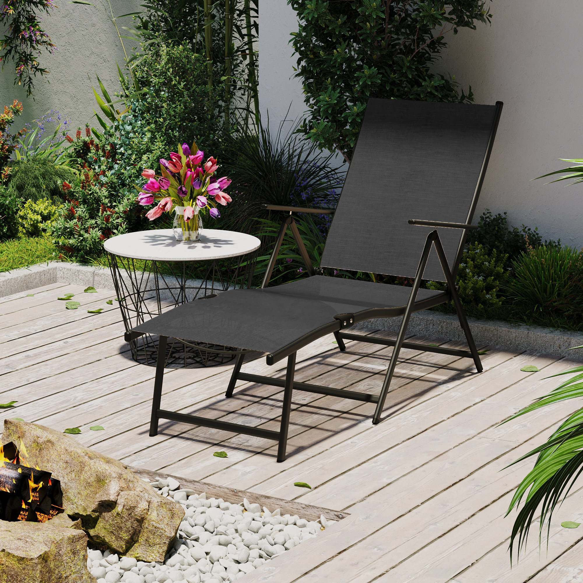 Latitude Run® Patio Chaise Lounges Outdoor Folding Recliner Chair for