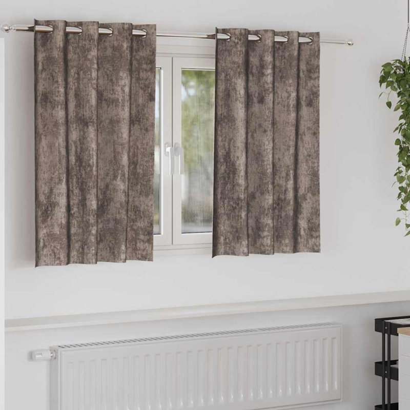 Alithia Velvet Room Darkening Curtain Pair, 140cm Width x 140cm Drop, Cappuccino