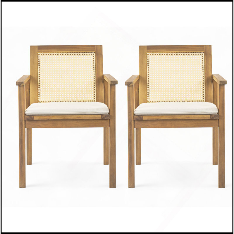 Chaise de salle à manger d'extérieur avec coussin Preston (ensemble de 2)