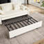 Lit-couchette réglable 3 en 1 beige avec lit escamotable, velours côtelé doux, 4 coussins, rangement latéral, éponge à haute densité, pour structure de véhicule récréatif et stable, capacité de poids de 600 lb, bureau d'appartement-434677236