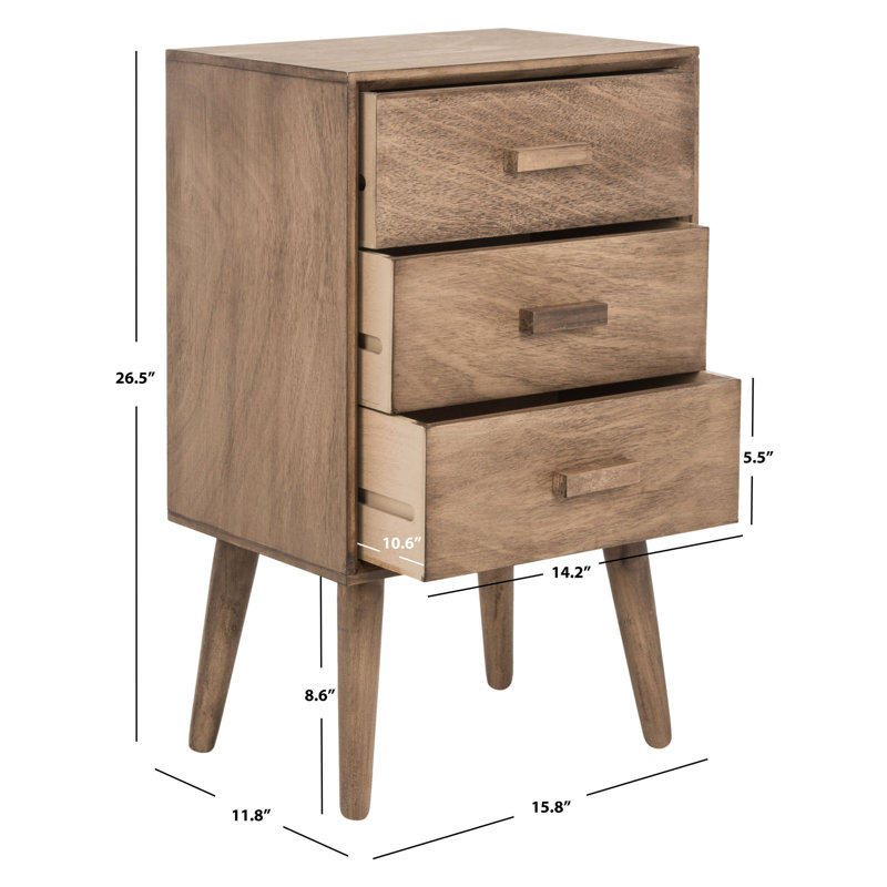 Commode à 3 tiroirs Dannel, Brun