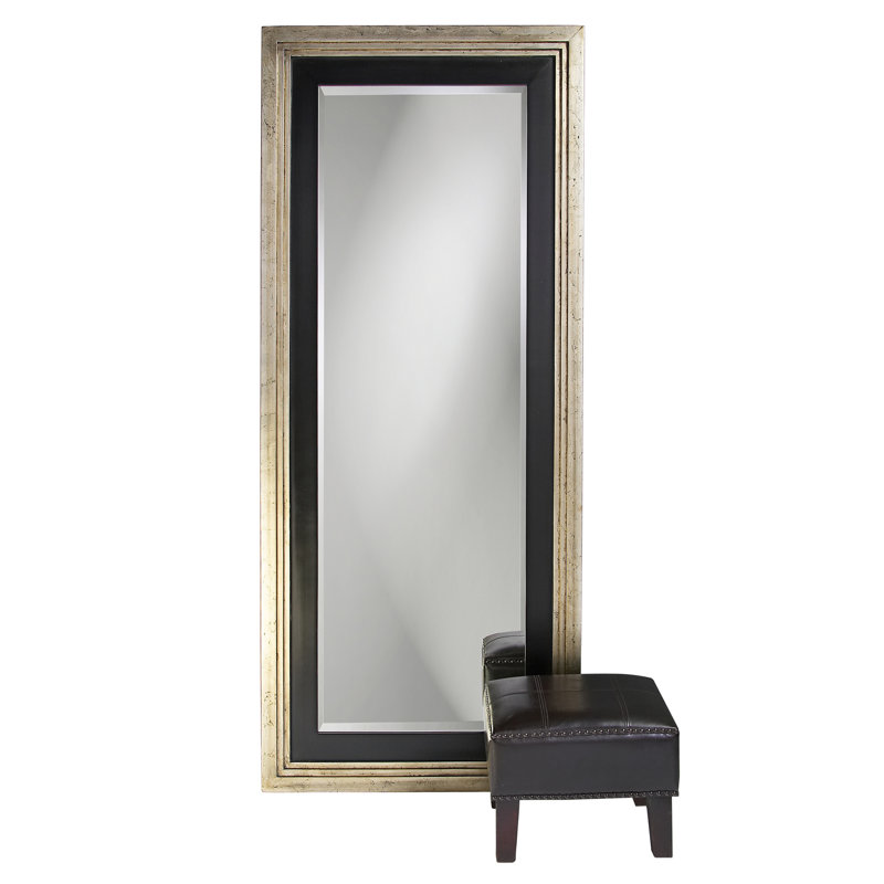 Contemporary Rectangle Solid Wood Beveled Mirror