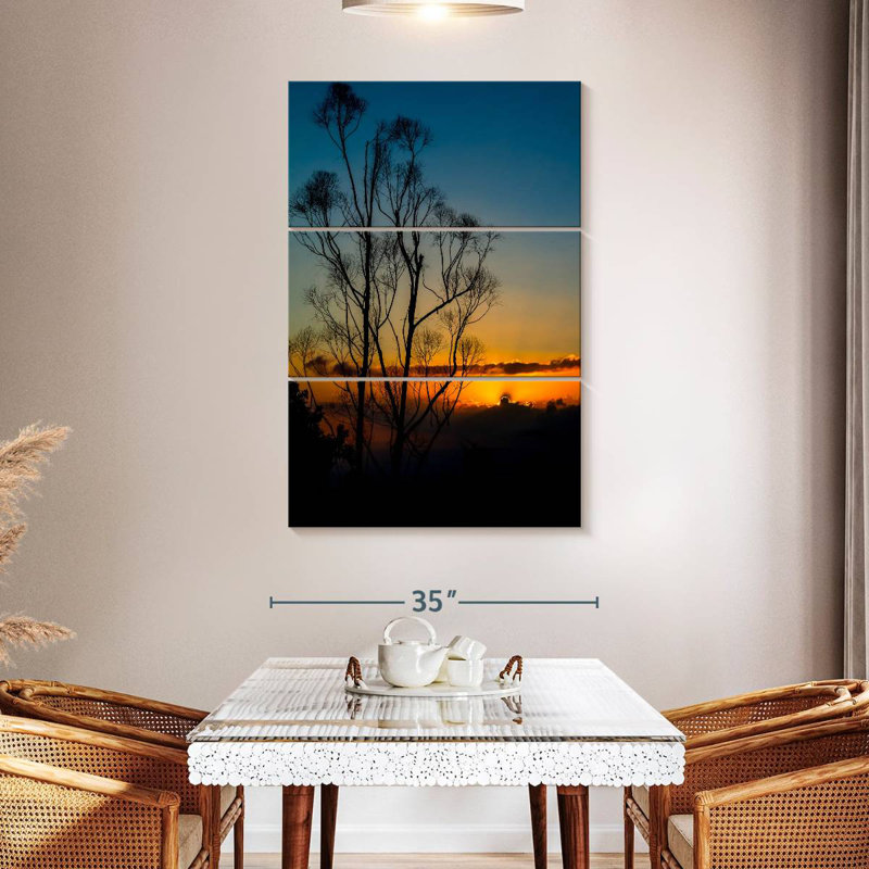 Silhouette d'arbre Alvord au lever du soleil, H 50 po x l 32 po
