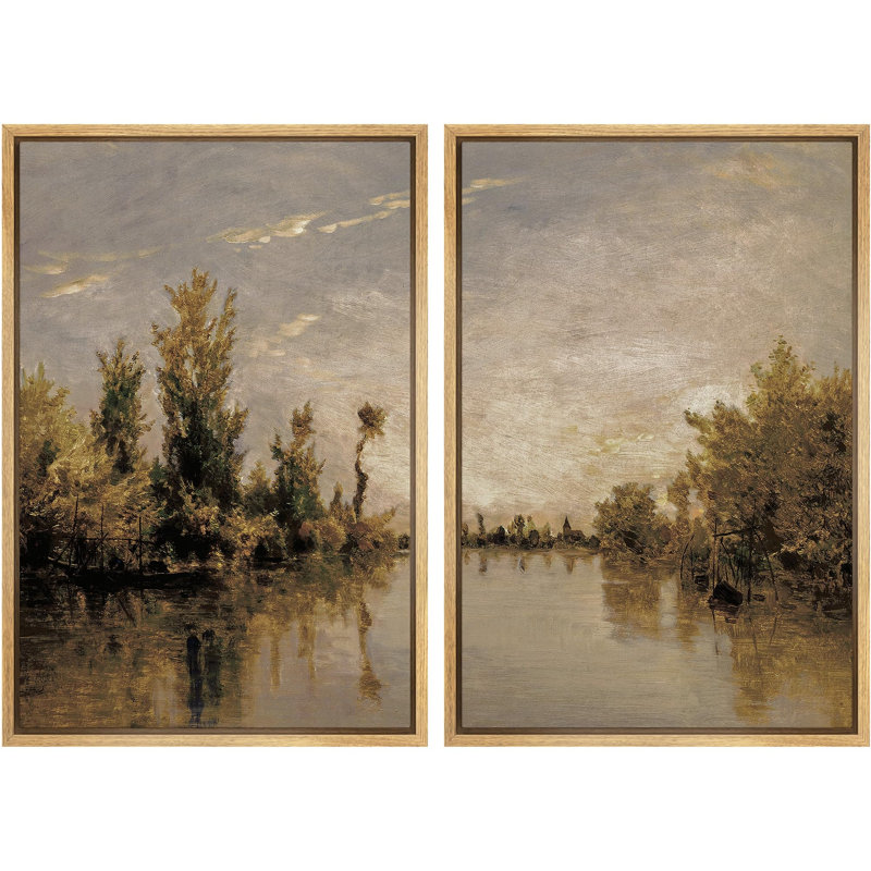 «Tranquil River Reflections pair of Serene», 2 pièces sur toile, Naturel, H 36 po x l 48 po