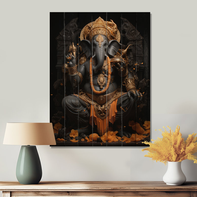 «Hinduisim Divine Ganesha II» sur impression sur bois, H 40 po x l 30 po x P 0,78 po