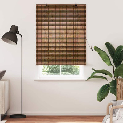 Vidaxl Window Blind With Curtains Manual Brown Bamboo