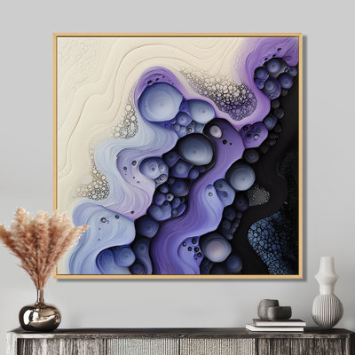 Ommo Rhythmic Drizzle Of Lavender Liquid Dreams III - Drip Painting Canvas Wall Art
