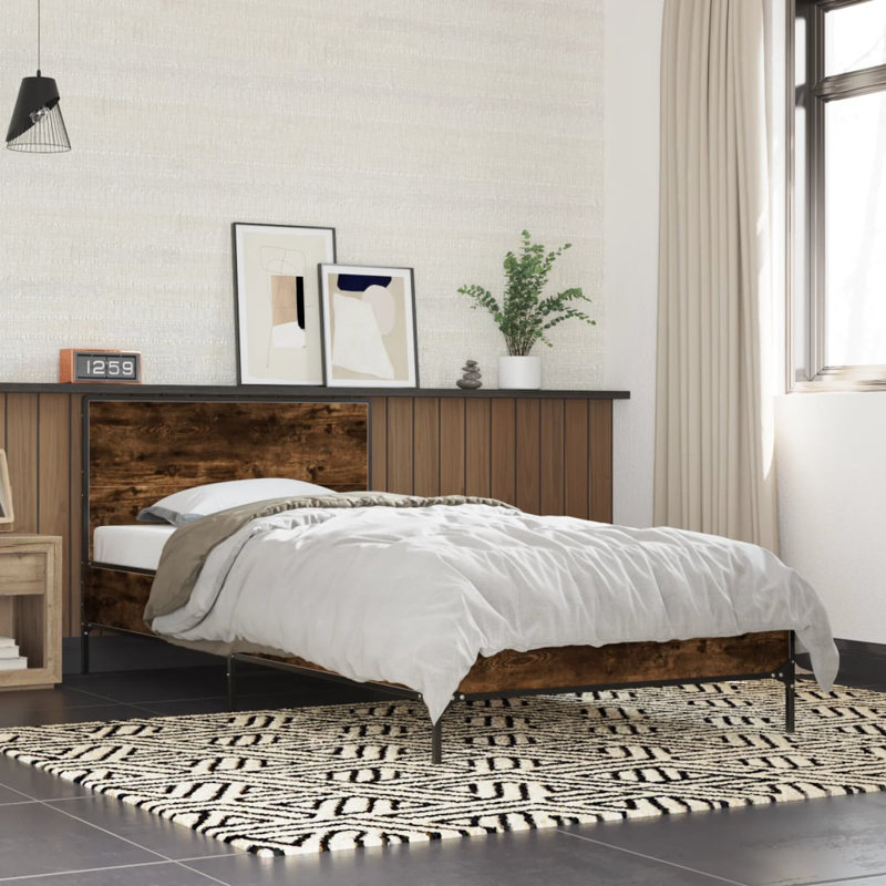 Paza Bed, European Single (90 x 200cm), Smoked Oak
