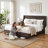 Melaya Wingback Upholstered Platform Bed Frame-629517197-653332743