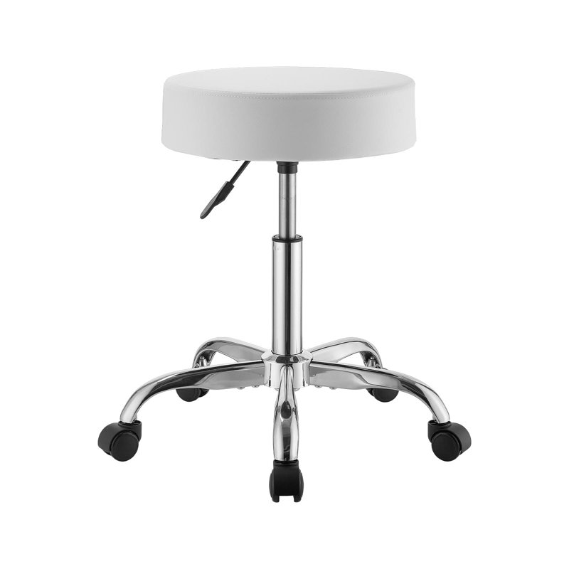 Adjustable Height Ergonomic Industrial Stool, White