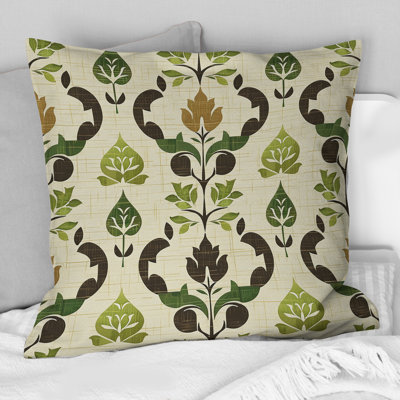 Motif de treillis vert et beige I - coussin décoratif moderne