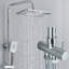 Exposed Bathroom Shower Mixer Twin Head Large Bar Set Square Rain Shower Chrome