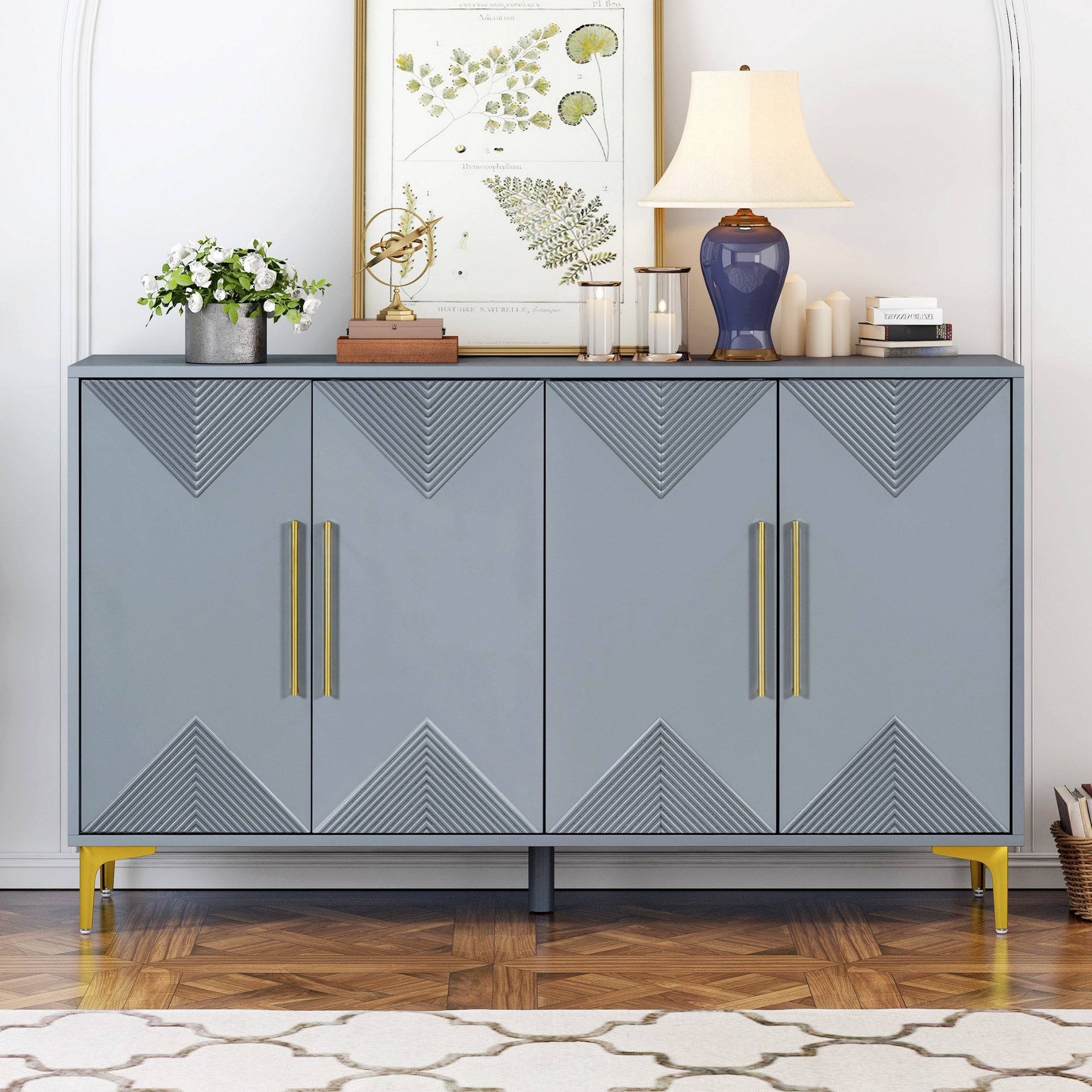 17 Stories Storage Cabinet, Four-Door Cabinet, Accent Cabinet With ...