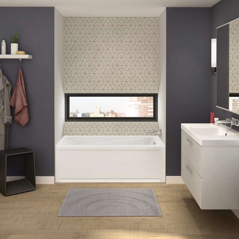 Baignoire de vidange droite en alcôve acrylique New Town 6032 IFS en blanc, Oui