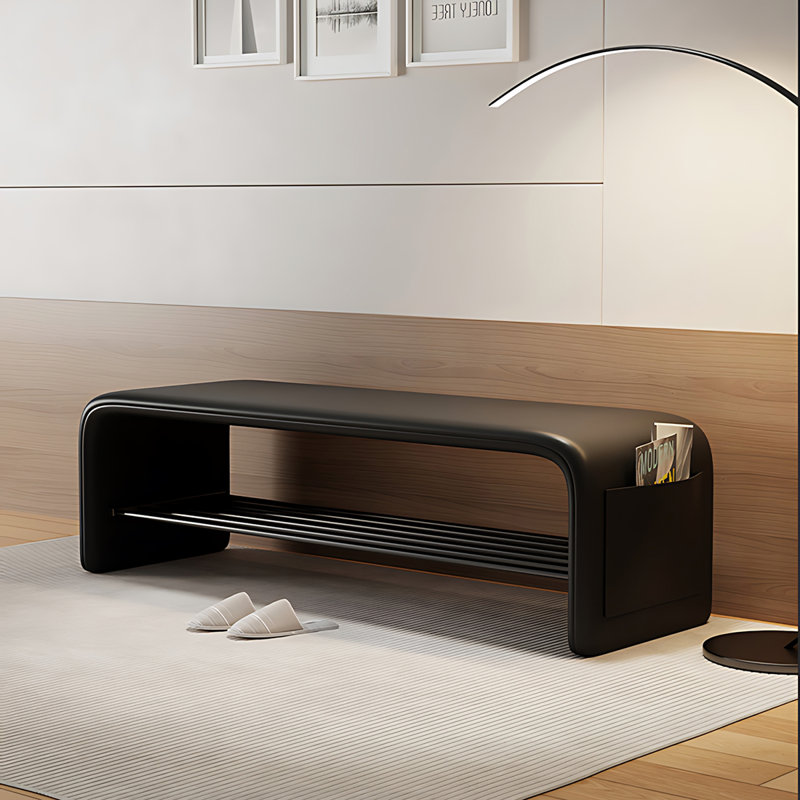 6 Pair Shoe Storage Bench, Black,  15.74'' H X 47.24'' W X 13.77'' D