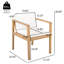 Chaises de salle à manger d'extérieur avec structure en bois d'acacia, finition teck clair et coussins beiges