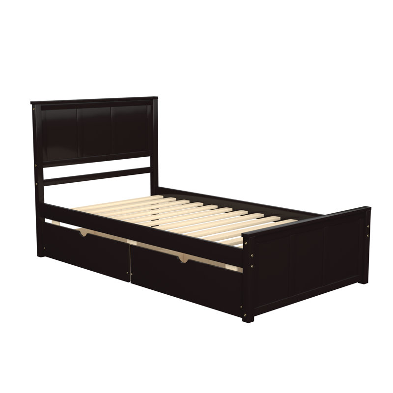 Lit plateforme simple avec rangement Floe, Espresso