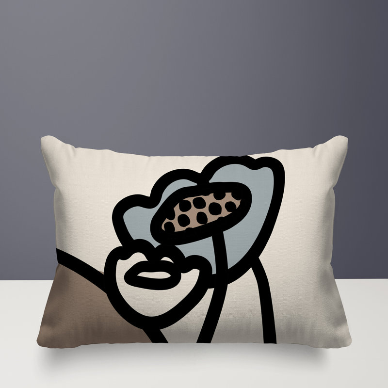 Coussin lombaire réversible intérieur / extérieur Jai Abstract, H 14 po x l 20 po, Gris
