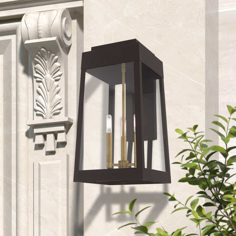 Lanterne murale d'extérieur à 3 ampoules Antionetta, H 20 po x l 10,5 po x P 12,75 po, Bronze