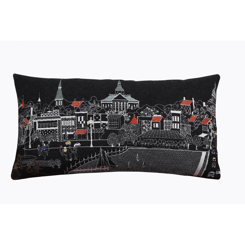 Coussin lombaire 24 po NYC, Noir mat / rouge