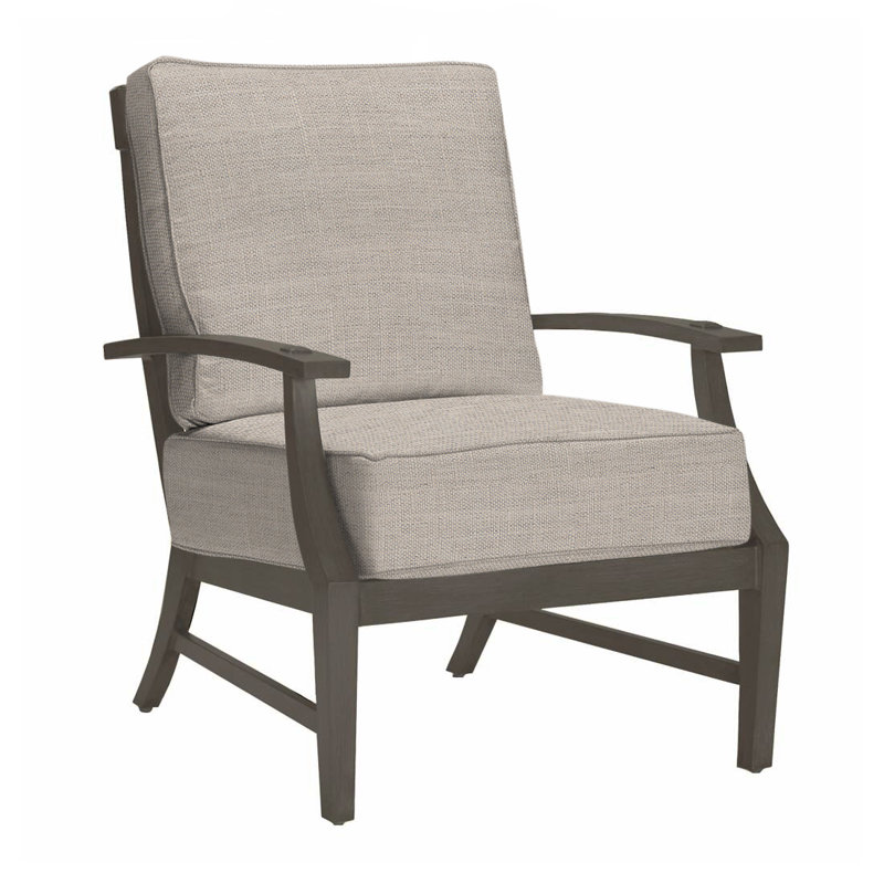 Croquet Patio Chair with Cushions, Slate Gray, Dove Sunbrella® Linen, No Welt
