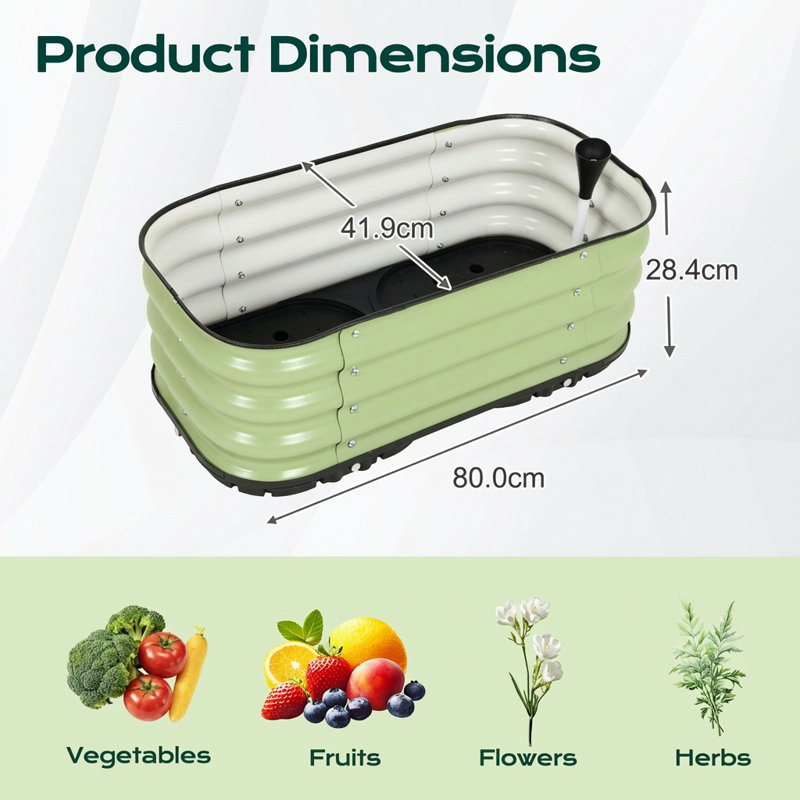 Planter, 11.2" H x 31.5" W x 16.5" D, Green