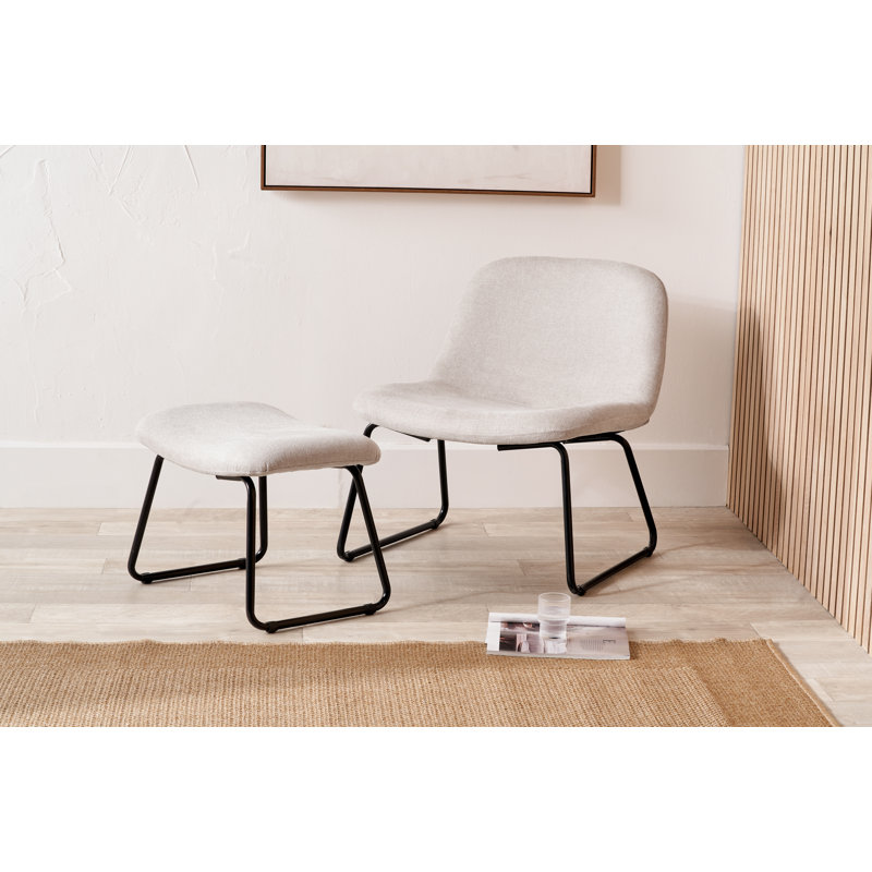 Chiara Upholstered Chenille Side Chair With Footstool