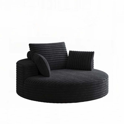Fauteuil pivotant de 55 po en velours côtelé pour salon, chambre à coucher, salon et salle de projection