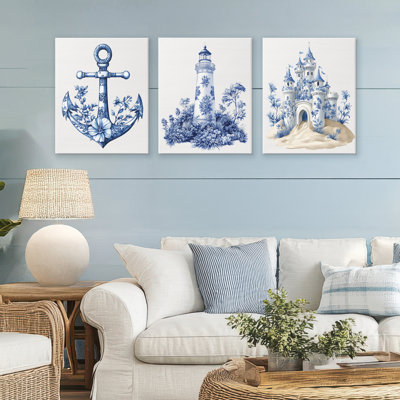 Ensemble de 3 toiles Ornate Nautical