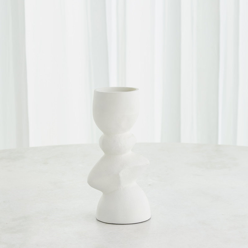 Pradier Candle Holder-White-Med