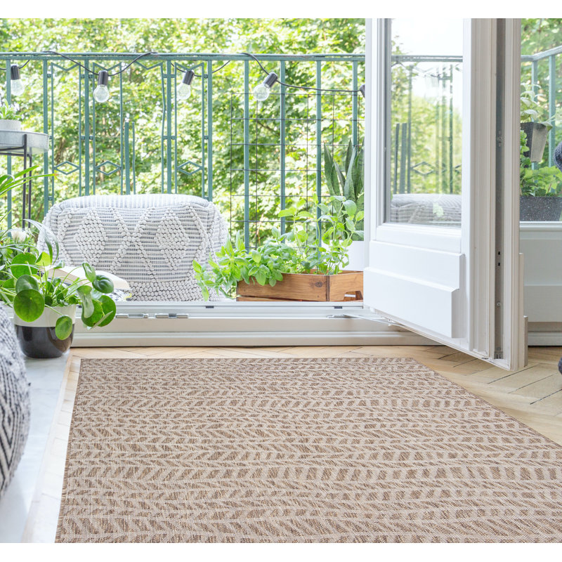 Tapis brun / naturel intérieur / extérieur, Rectangle 8 pi x 10 pi