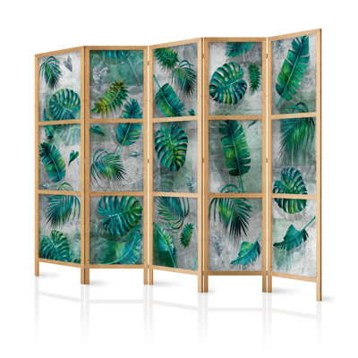225 cm W x 171 cm H 5 - Panel Solid Wood Folding Room Divider