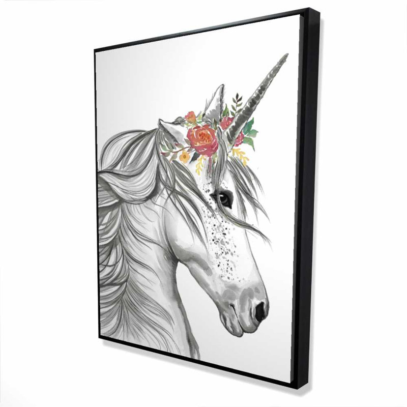 Magic Unicorn Pink Bedroom Framed Canvas | Home Decor Art, 49.25" H x 37.25" W
