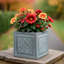 Leaden Grey Lattice Square Planter, Frostproof Outdoor Plant Pot, Vintage Style Flower Box, Square Garden Planter with Drainage Holes-323217414