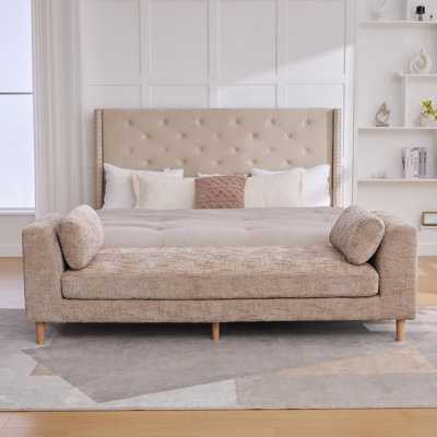 Banc de chevet moderne en tissu avec accoudoirs
