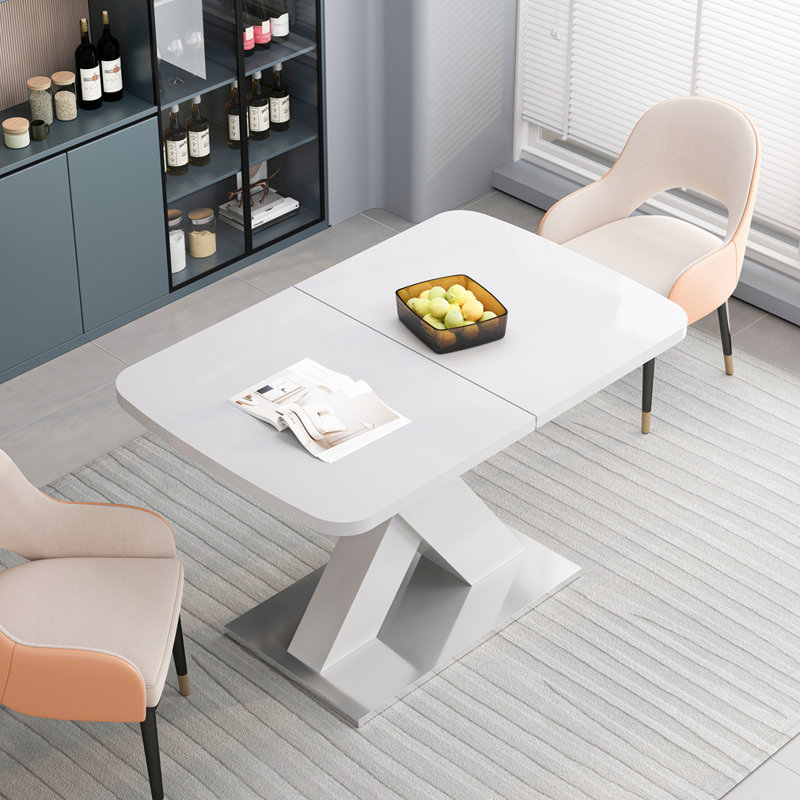 Table de salle à manger moderne, Blanc, Blanc