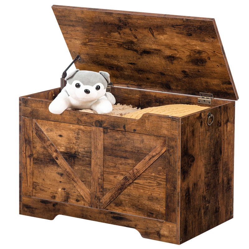 Coffre de rangement en bois pour enfants Cadesha, Brun rustique