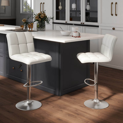 Flavienne Swivel Bar Stools Set Of 2 With Heavy-Duty Metal Base & Footrest Back