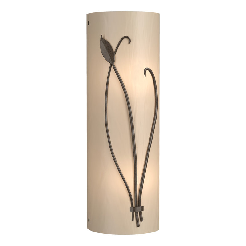 Leaf 2 - Light Flush Mounted Sconce, Bronze, White Art Glass, Left