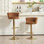 Tabouret de bar d'intérieur rembourré avec structure en métal, finition noyer et tissu beige, ensemble de 2
