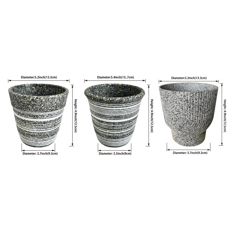 5/6in Stone Textured Indoor/Outdoor Planter - 3pc Set