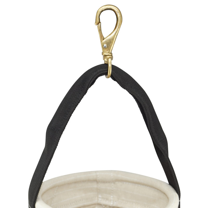 10 in. 1-Pocket Utility Ripstop Canvas Bucket with Hook and Leather Bottom