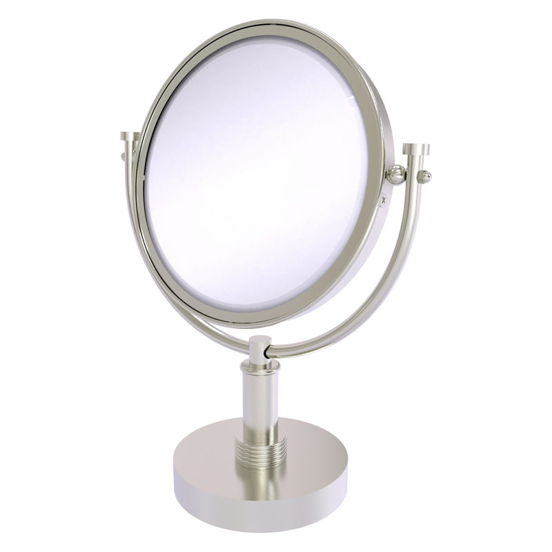 Miroir grossissant moderne et contemporain, Nickel satiné, 5X