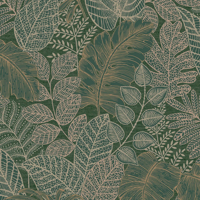 Superfresco Easy Scattered Leaves Floral Wallpaper, Forest Green